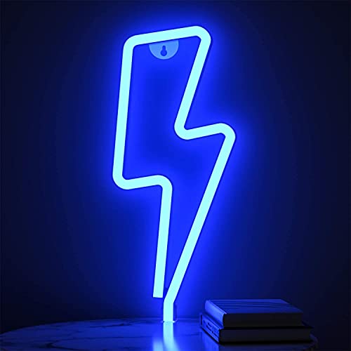 SCIENISH LED Lightning Bolt Neon Sign Decor Light, Blue