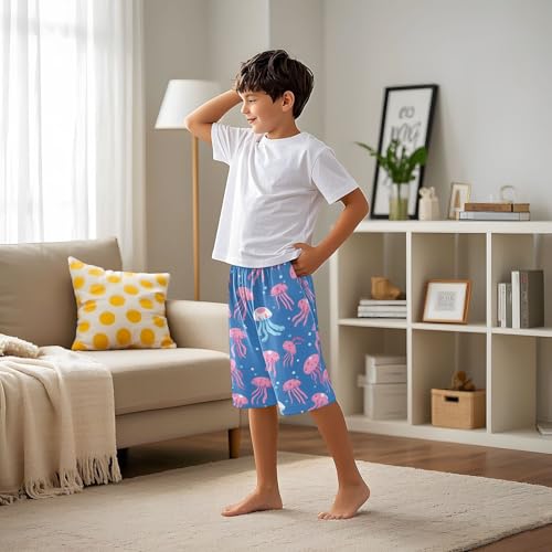 ALAZA Cartoon Jellyfish Bubble Pajama Shorts Elastic Waist Casual Sleep Shorts with Pockets Size 6-144