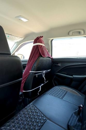 Image of MISHIKA Cotton Car Seat Towel Cover, Universal Fit, Beige, Soft Driving Comfort, 130x50 cm (1, Marron, 30 x60)