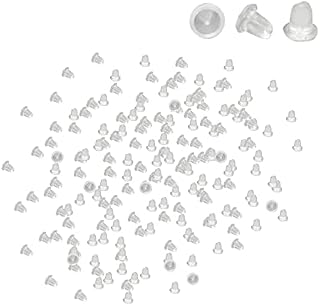 Silicone Earring Backs 160 Pieces, Transparent Soft Clear Ear Safety Backing Pads, Replacement Stopper for Earrings