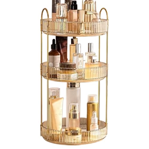 Organizador de maquillaje giratorio, organizador de maquillaje giratorio de 360 grados, juego de almacenamiento estable y silencioso para tocador, dormitorio, escritorio, madre, pareja, día de San