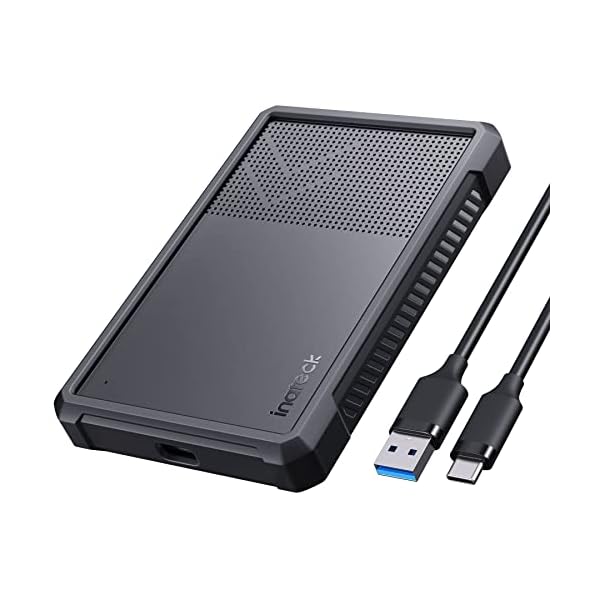 Inateck USB 3.2 Gen 2 Festplattengehäuse mit Silikon-Hülle für 2,5 Zoll SSDs und HDDs, bis zu 6Gbps, mit UASP, FE2016