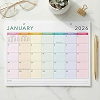Colorful 2026 Desk Calendar - Runs From January 2026 Until July 2027 - Large Easy to Track Office Desktop/Wall Calendar 16"x12" for Effortless Organizing