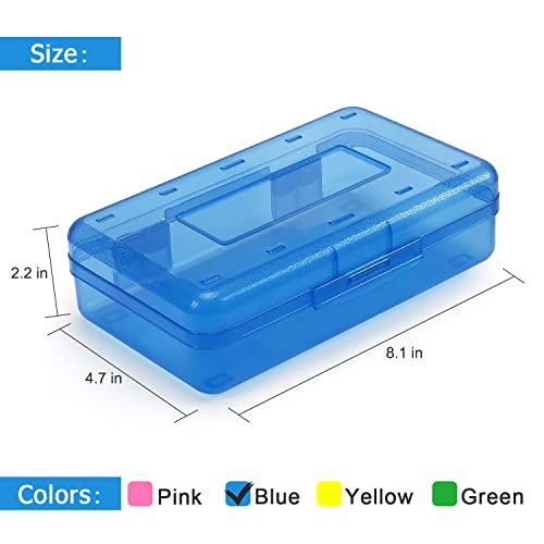Tamaki 1 Pack Plastic Pencil Box Large Capacity Pencil Boxes Clear Boxes With Snap-Tight Lid Stackable Design And Stylish Office Supplies Storage Organizer Box, Blue #TOP1