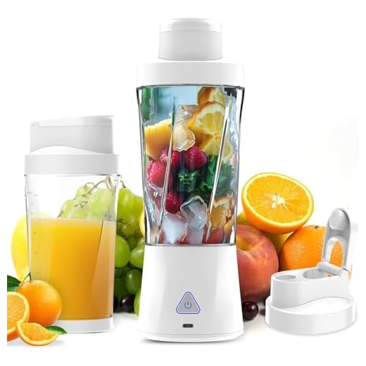 Portable Blender, 360 Watt Personal Blender for Shakes and Smoothies, 6000mAh USB Rechargeable, BPA Free 24 Oz Juicer Cup with 6 Blades and Lid, Self Cleaning Portable Juicer for Kitchen/Travel, White