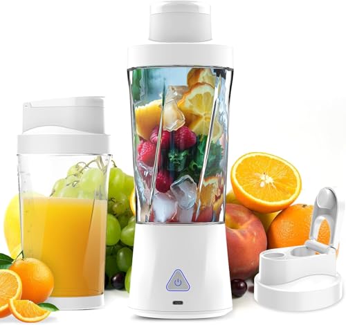Portable Blender, 360W Personal Blender for Shakes and Smoothies for Kitchen, 24 Oz BPA Free Traveling Juicer Cup and Lid with 6 Blades, Self Cleaning Portable Juicer for Kitchen/Travel/Gym, White by BESNOOW - Used condition - US$13.06