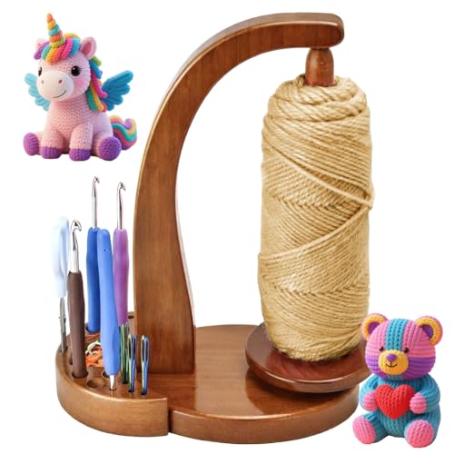 Umllpet Wollabwickler Holz, Wollhaspel Rotierender Magnetischer Wollknäuelhalter, Wollabwickler Magnetisch, Holz Wollhalter wollwickler, Garnrollenhalter Magnetischer,Häkelgeschenk für Strickliebhaber