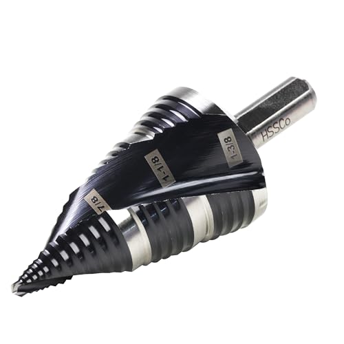 Image of 1 /4 inch-1-3 /8 inch M35 Step Drill Bit Unibit Hole Drilling 3 Sizes