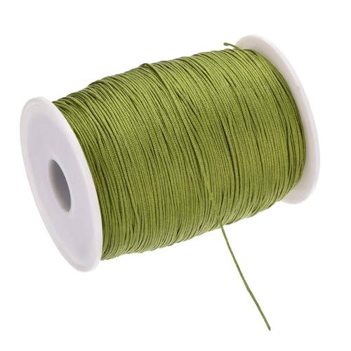 Rebower 1mm Nylon String for Bracelets, 328 Yard Nylon Beading Thread String Cord [ for Jewelry Making Bracelet Necklaces DIY Craft] - Army Green