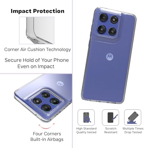 Image of RIGGEAR Shockproof Clear Hybrid Armor Back Cover Case Compatible with Motorola Moto Edge 60 Stylus 5G (Transparent PC and TPU Bumper)