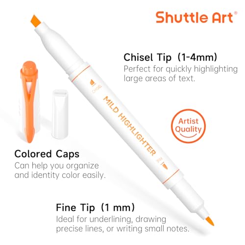 Shuttle Art Pastel Highlighters, 30 Colours Dual Tip Highlighters, Highlighter Markers Assorted Colours, Perfect for Colouring, Underlining, Highlighting, Journaling in School Office Home - Image 2