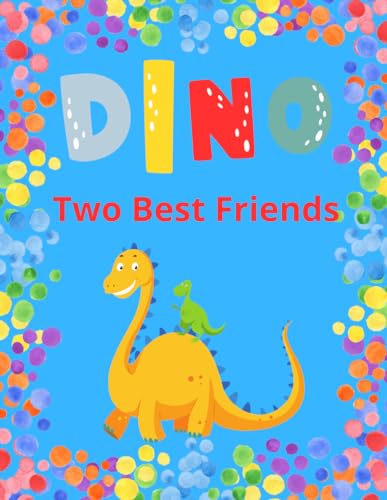 DINO Two Best Friends: Wide Ruled Notebook With A Blue Cool Dinosaur Cover For Kids, Teens,And Students,Cute Journal Perfect Gift For Dinosaur Lovers
