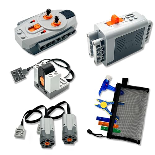 5-in-1 Motor Kit Compatible with Lego Technic?M Motor,Battery Box,2.4G Receiver,Remote Control? with Building Block Tool Kit?Brick Separator, Multi-Use Hammer, Block Pliers