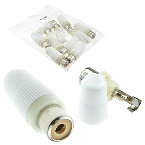 Image of kenable RCA Phono Female Sockets Audio Video Solder Terminals 5mm Cable Strain Relief White 10 Pack