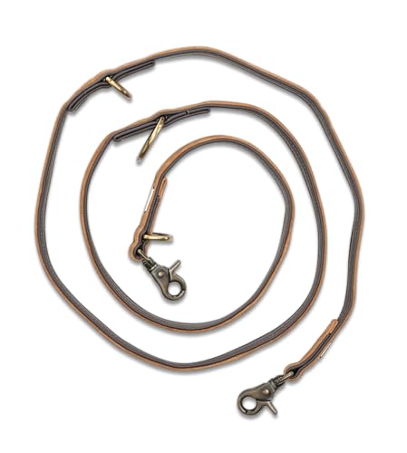 Jack & Russell Hundeleine Leder 2,0m - Premium Büffelleder zweilagig – Hunde Führleine gepolstert & verstellbar, Lederleine braun Anuk (Braun)