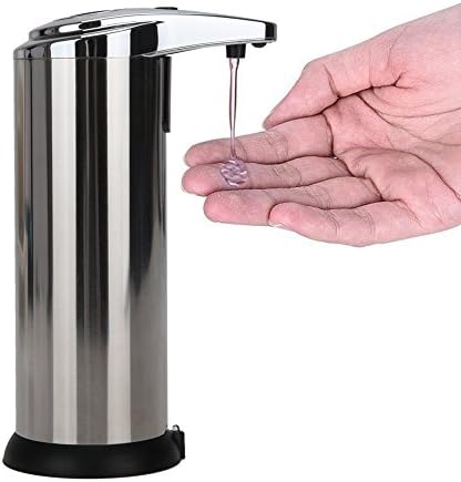 Automatic Soap Dispenser, Stainless Steel IR Infrared Motion Activated Hand Free Kitchen Dish Liquid Holder Touchless Sanitizer Dispenser, Fingerprint Resistant Soap Container for Bathroom Countertop