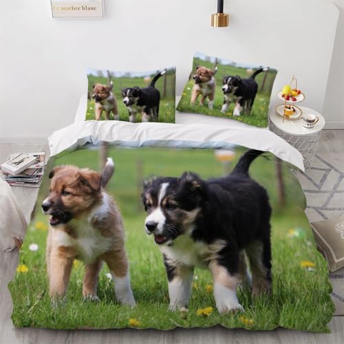 Funda Nórdica Cama 90 Perro Impresión 3D Microfibra Suave Ropa de Cama Animales y Mascotas Adorables Funda Edredon 150x200 cm con Cremallera y 2 Fundas de Almohada 50x75 cm h.4665