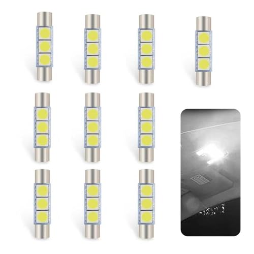 10 luces LED T6 5050 para auto, visor solar, 28mm 12V miniatura 1