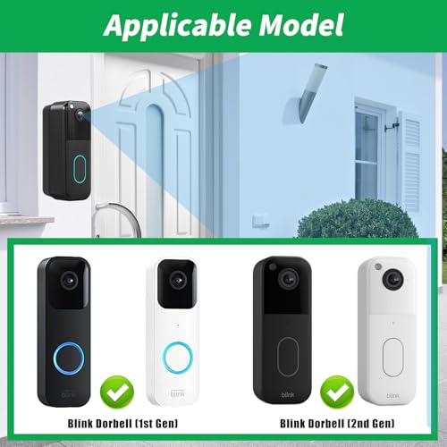 Blink Doorbell Mount, Adjustable  Corner Mount,No-Drill Mounting Bracket for Blink Doorbell Camera, Wide Viewing Angle M - Additional View