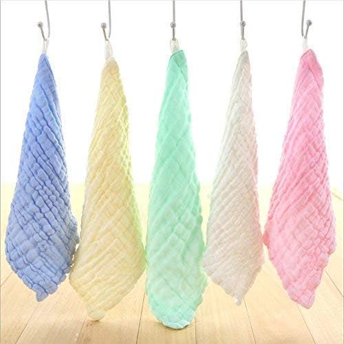 Muslin Baby Washcloths Set – 6 Layers Ultra-Soft Muslin Cotton | Use as Baby Towels and Wash Cloth for Face | Perfect Newborn Babies Items, Gift Registry for Baby Shower | Reusable Face Cloths, 5 PACK