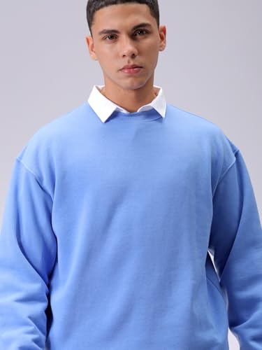 Image of The Indian Garage Co Men Oversized Solid Overhead Crewneck Sweatshirt