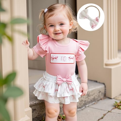 Newborn Baby Girl Baseball Outfit Softball Clothes Short Sleeve Romper Bow Bloomers Tutu Skirts Headband Set2