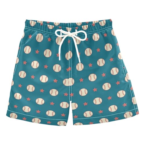 Dussdil Retro Baseball Stars Boy's Swim Trunks Board Shorts Boy Kids Preschooler Beach Swimwear Bottom Pants 4T