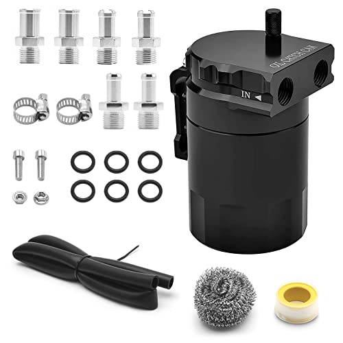 Bomling MY-OCC-1052-BK 350Ml Universal Oil Catch Can 0046 Aluminum Polish Baffled Reservoir Car Oil Catch Can Kit cover