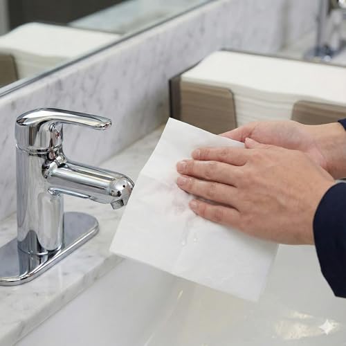 Image of M Fold Tissue Paper 1300 Pieces Pack of 10 Packets for Office Washroom Commercial and Public Area Use