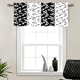 INSFBRB Black White Music Note Polyester Versatile Window Treatment,Rustic Musical Fantasy Art Rustic Rock Pop Art Note Easy-Install Rod Pocket Short Valance 54x18In,1 Panel