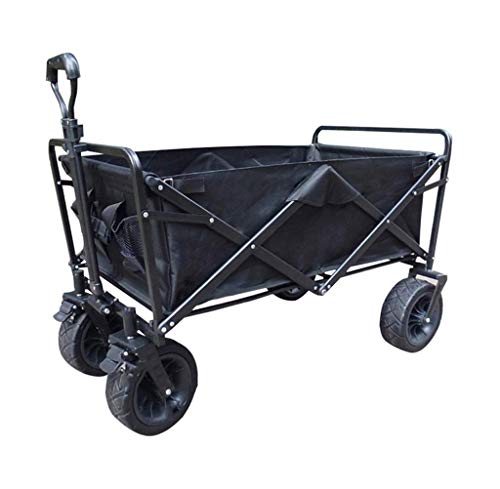Carro plegable multiusos para jardín y camping con 4 ruedas, negro, carga máxima 75 kg miniatura 1