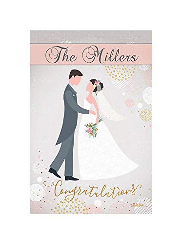 Flagology.com, Personalized Congratulations Bride and Groom – Garden Flag 12.5" x 18", Outdoor Flag, Exclusive Fabric, Single Sided Text, Wedding Celebration