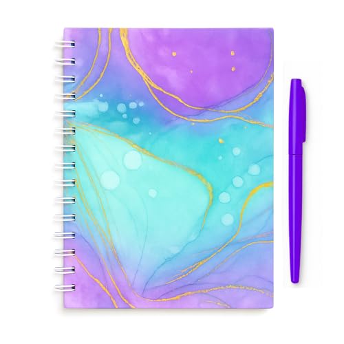 Sixstore A5 Spiral Notebook & Pen Set Marble Design Note Book A5 Lined Wirebound