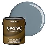 EVOLVE Interior Paint & Primer, Eggshell (Slate Blue), 1 Gallon – One-Coat Coverage, Excellent Hide, Low VOC, Low Odor, Washable Paint for Walls, Doors & Trim