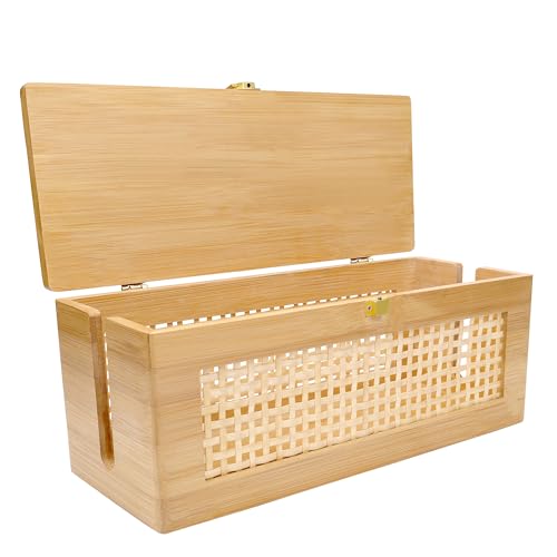 Txcucc Solid wood Cable Management Box，- Cable Organizer Box and Power Strip Box for Electrical Cord Management - Under Desk Cord Organizer for TV Wires Computer Router & Power Strip