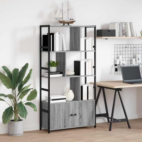 Mueble librería gris Sonoma de madera robusta y diseño italiano 5