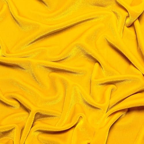 Image of Amazon Brand - Umi 2 Mtr Multi Purpose Velvet Fabric Cloth for Decoration, Trousseau Packing, Party Hall, Bouquet, Gift Packing, Decor, Pooja Room (2 Mtr, Yellow), Solid