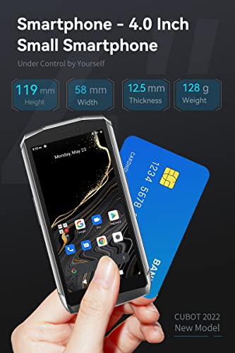 Cubot Pocket 4.0 Inch Mobile Phone, 4G Smartphone Sim Free Phones Unlocked, Android 11 Small Phone,16Mp Camera,3000Mah,4Gb+64Gb/128Gb Extension,Face Id/Nfc/Gps (Black) #TOP2