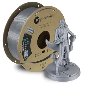 Polymaker PLA PRO Filament 1.75mm 1kg, Tough & High Rigidity Silver 3D Printing Filament, PolyLite PLA PRO 3D Printer Filament 1.75mm, Print with Most 3D Printers