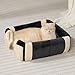 Hollypet Katzenbett Kleines Hundebett, 2-in-1 Faltbare Haustierbett für Katzen & Kleine Hunde, Warmes Höhlennest Kristallsamt-Katzenhöhle Indoor Outdoor, Dunkelgrau