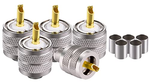 Pack de 5 conectores macho PL-259 UHF 50 Ohm miniatura 1
