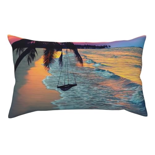 Taie d'oreiller en noix de coco avec fermeture éclair dissimulée Motif hamac 91 x 50 cm