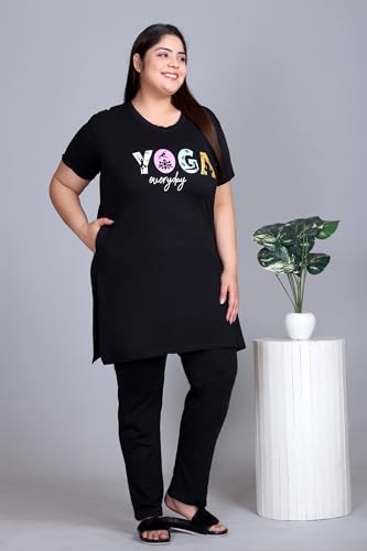 Image of In Love Women's Plus Size Graphic Printed Cotton Night Suit Set Short Sleeve