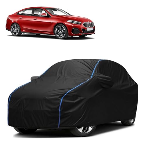 Image of Kerwa Car Body Cover Waterproof Compatible with BMW 2 Series | Scratch Proof, Anti-Dust, UV Protection with Windproof Buckle Strap and Mirror Pockets, Bottom Elastic Fitted-Black