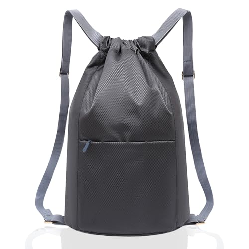 Foatcox Bolsa de gimnasio impermeable con cordón, bolsa deportiva para mujer y hombre, mochila plegable con cordón de gran capacidad, bolsa con cordón para senderismo, camping, viajes y natación
