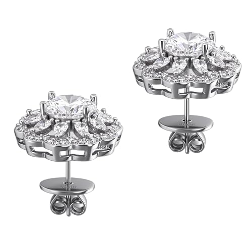 Stud Earrings Moissanite Sunflower S925 Sterling Silver D Color VVS1 Moissanite Elegant Floral Jewelry for Women 3Carat