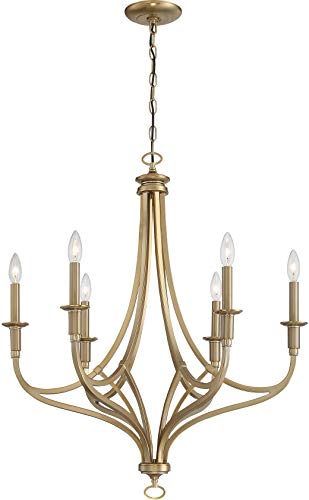Minka Lavery 1096-740 Covent Park Metal Arm Round Candle Chandelier, 6-Light 360 Total Watts, Brushed Honey Gold, 32
