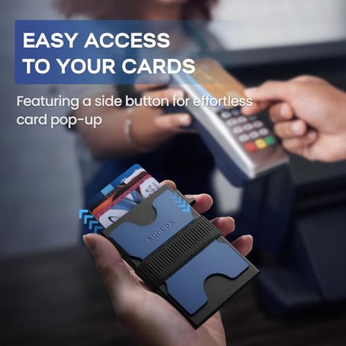 Image of RUNBOX Slim Wallet for Men, RFID Aluminum Pop-Up Card Holder for 12 Cards