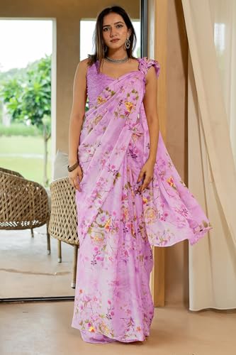 Image of MIRCHI FASHION Saree for Woman Chiffon Floral Printed | Lightweight All-Day Comfortable Women's Sari with Unstitched Blouse Piece (Available in 30 Colors)