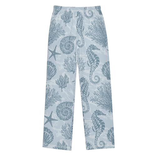 Boys' Pants Marine Stars Seahorse Coral Blue Long Bottoms Jogger Pants Elastic Waist Trousers with Pockets S-XL